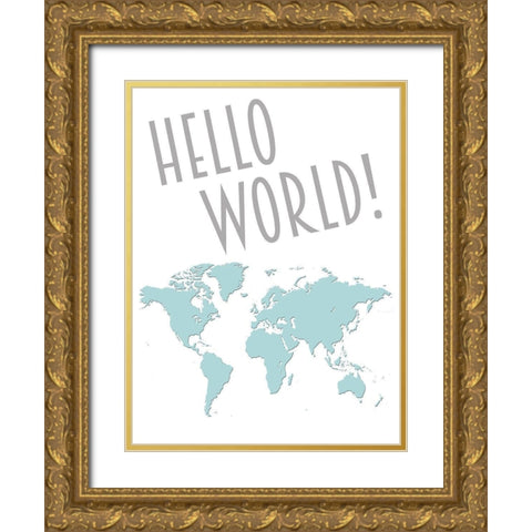 Hello World Gold Ornate Wood Framed Art Print with Double Matting by Prime, Marcus