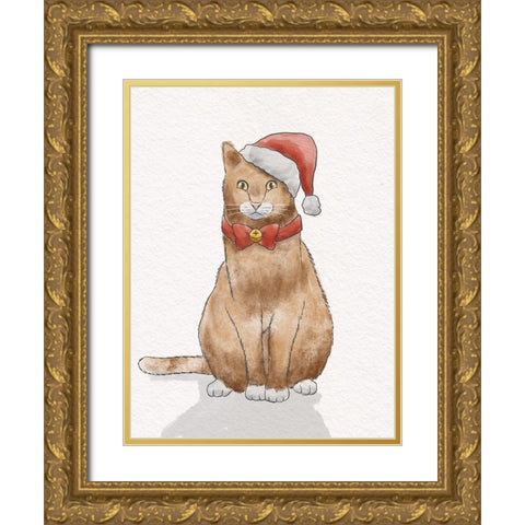 Holiday Kitty Gold Ornate Wood Framed Art Print with Double Matting by Prime, Marcus