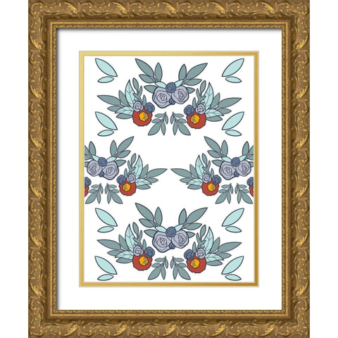 Floral Buddies Gold Ornate Wood Framed Art Print with Double Matting by Prime, Marcus