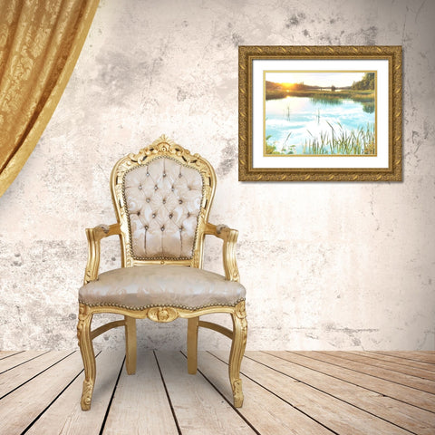 Sunny Marsh Gold Ornate Wood Framed Art Print with Double Matting by Prime, Marcus