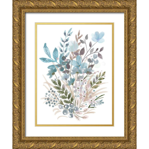 Soft Garden Flowers Gold Ornate Wood Framed Art Print with Double Matting by Prime, Marcus