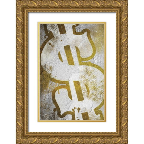 Dollar Sign Graff Gold Ornate Wood Framed Art Print with Double Matting by Prime, Marcus