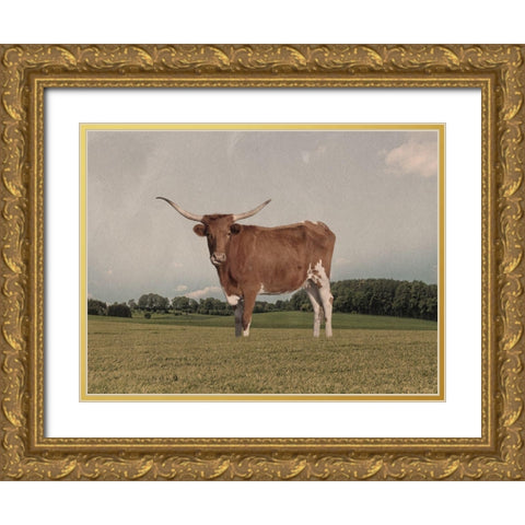 Desolate Steer Gold Ornate Wood Framed Art Print with Double Matting by Prime, Marcus