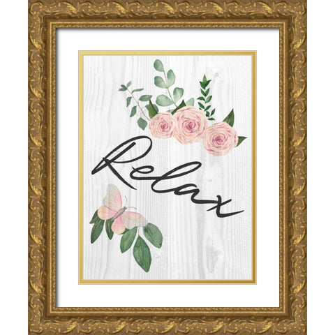 Relax Florals 1 Gold Ornate Wood Framed Art Print with Double Matting by Prime, Marcus