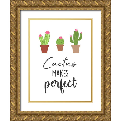 Cactus Makes Perfect Gold Ornate Wood Framed Art Print with Double Matting by Prime, Marcus
