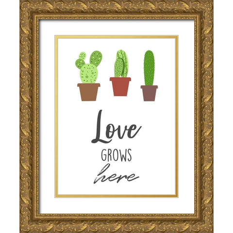 Love Grows Here Gold Ornate Wood Framed Art Print with Double Matting by Prime, Marcus