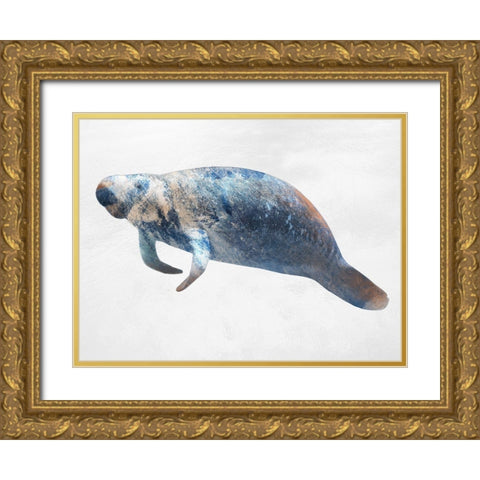 Swimming Manatee Gold Ornate Wood Framed Art Print with Double Matting by Prime, Marcus