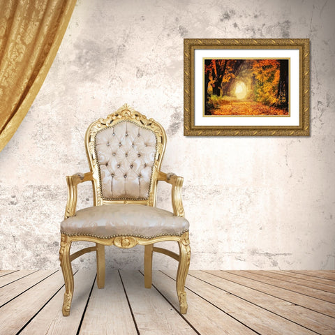 Peeking Light Gold Ornate Wood Framed Art Print with Double Matting by Prime, Marcus