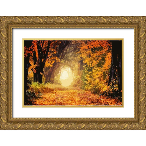 Peeking Light Gold Ornate Wood Framed Art Print with Double Matting by Prime, Marcus