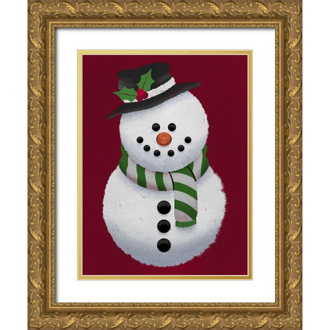 Winter Snow Friend Gold Ornate Wood Framed Art Print with Double Matting by Prime, Marcus