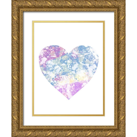 Splattered Heart Gold Ornate Wood Framed Art Print with Double Matting by Prime, Marcus