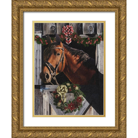 Christmas Friend Gold Ornate Wood Framed Art Print with Double Matting by Prime, Marcus