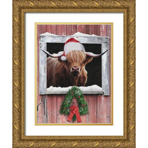 Christmas Farm Life Gold Ornate Wood Framed Art Print with Double Matting by Prime, Marcus