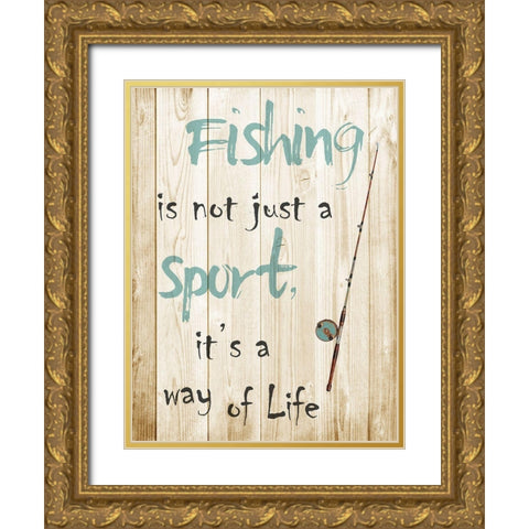 Fishing Sport Gold Ornate Wood Framed Art Print with Double Matting by Prime, Marcus