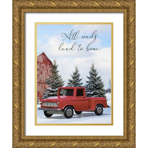 All Roads Lead To Home Gold Ornate Wood Framed Art Print with Double Matting by Prime, Marcus