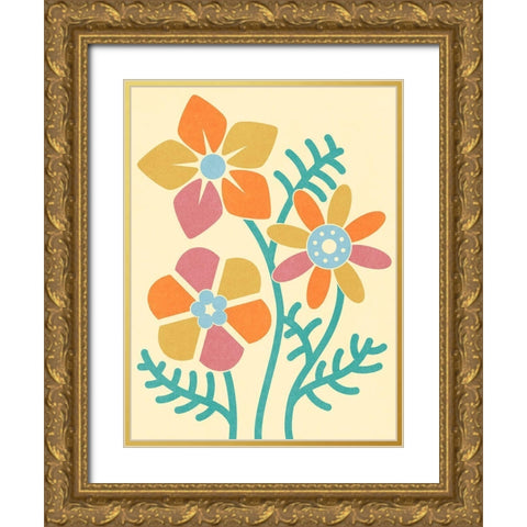 Split Blooms Gold Ornate Wood Framed Art Print with Double Matting by Prime, Marcus