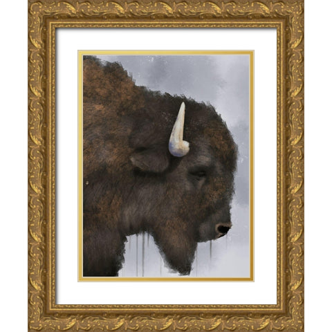 Dripping Bison Gold Ornate Wood Framed Art Print with Double Matting by Prime, Marcus