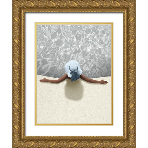 Relaxing By The Pool Gold Ornate Wood Framed Art Print with Double Matting by Prime, Marcus
