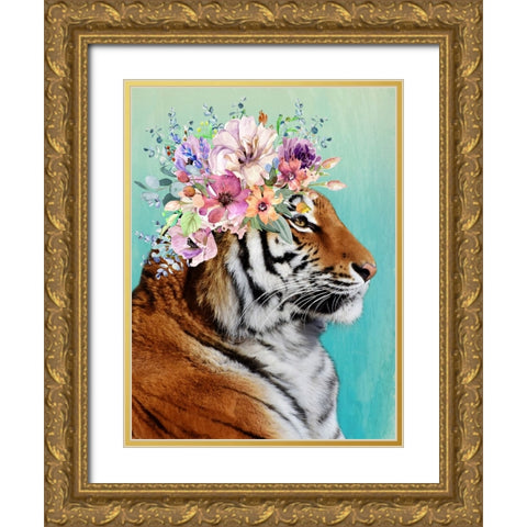 Madam Tigress Gold Ornate Wood Framed Art Print with Double Matting by Prime, Marcus