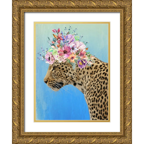Leopard Beauty Gold Ornate Wood Framed Art Print with Double Matting by Prime, Marcus