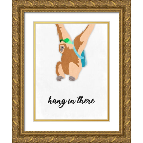 Hang In There Gold Ornate Wood Framed Art Print with Double Matting by Prime, Marcus