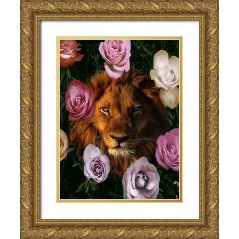 Peeking Through Floral Gold Ornate Wood Framed Art Print with Double Matting by Prime, Marcus