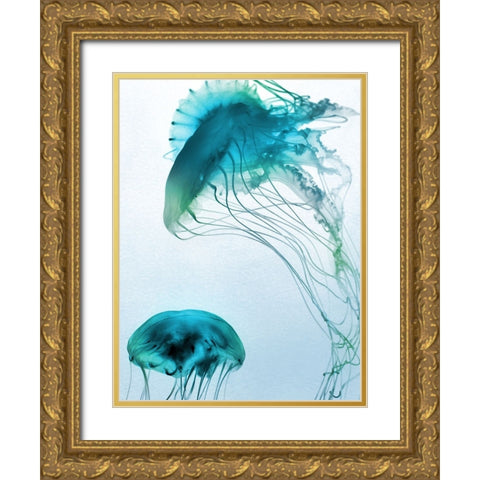 Jelly Fish Friends Gold Ornate Wood Framed Art Print with Double Matting by Prime, Marcus