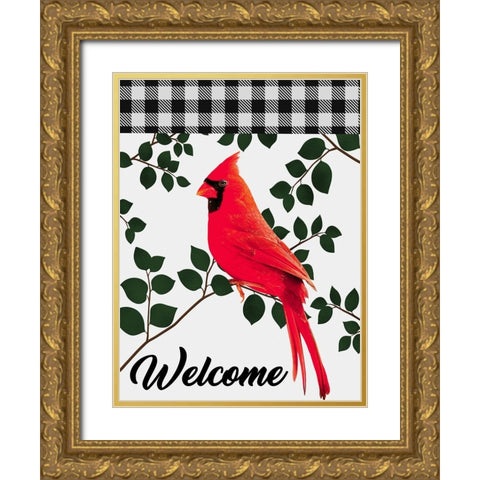 Welcoming Cardinal Gold Ornate Wood Framed Art Print with Double Matting by Prime, Marcus