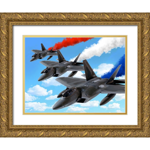 Flying Patriots Gold Ornate Wood Framed Art Print with Double Matting by Prime, Marcus