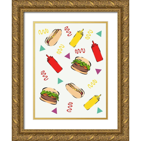 BBQ Fun Gold Ornate Wood Framed Art Print with Double Matting by Prime, Marcus