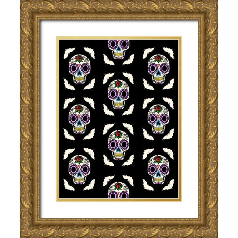 Calavera Walls Gold Ornate Wood Framed Art Print with Double Matting by Prime, Marcus