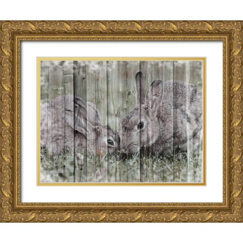 Loving Bunnies Gold Ornate Wood Framed Art Print with Double Matting by Prime, Marcus