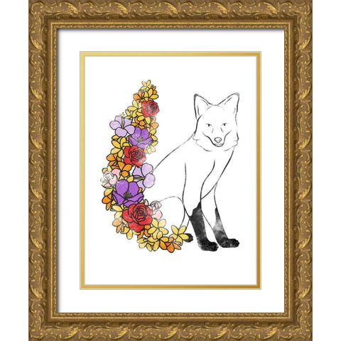 Flower Fox Gold Ornate Wood Framed Art Print with Double Matting by Prime, Marcus