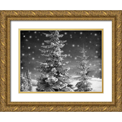 Snowy Night Gold Ornate Wood Framed Art Print with Double Matting by Prime, Marcus