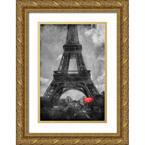 Dancing In Paris Gold Ornate Wood Framed Art Print with Double Matting by Prime, Marcus