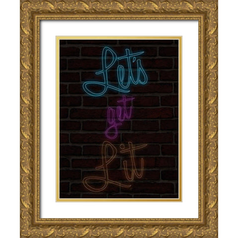 Lets Get Lit Gold Ornate Wood Framed Art Print with Double Matting by Prime, Marcus
