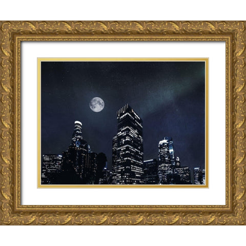 Moon Embraced Los Angeles Gold Ornate Wood Framed Art Print with Double Matting by Prime, Marcus