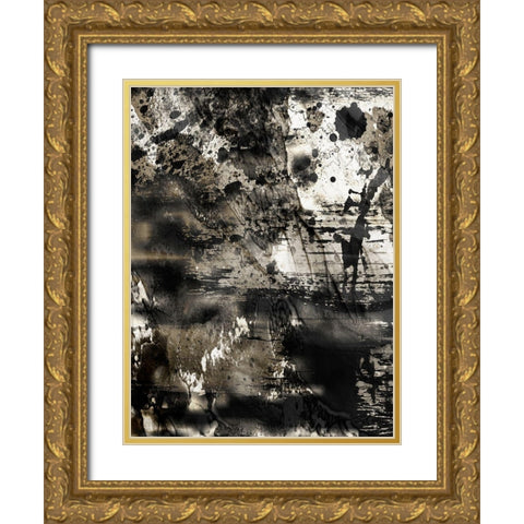 Golden Abstraction 3 Gold Ornate Wood Framed Art Print with Double Matting by Prime, Marcus