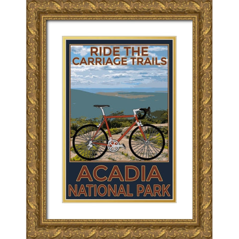 Acadia Trails Gold Ornate Wood Framed Art Print with Double Matting by Prime, Marcus