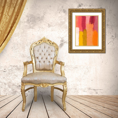 Blushing Smears Gold Ornate Wood Framed Art Print with Double Matting by Prime, Marcus