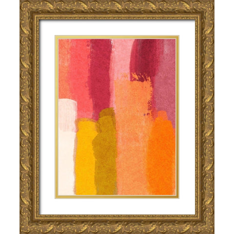 Blushing Smears Gold Ornate Wood Framed Art Print with Double Matting by Prime, Marcus
