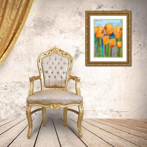 Blooming Abstracts Gold Ornate Wood Framed Art Print with Double Matting by Prime, Marcus