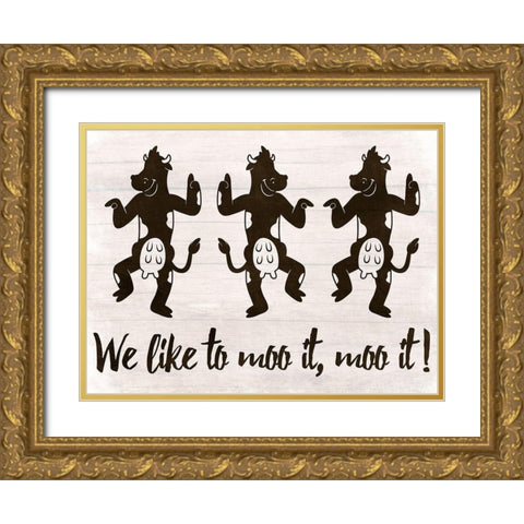 Moo It Moo it Gold Ornate Wood Framed Art Print with Double Matting by Prime, Marcus