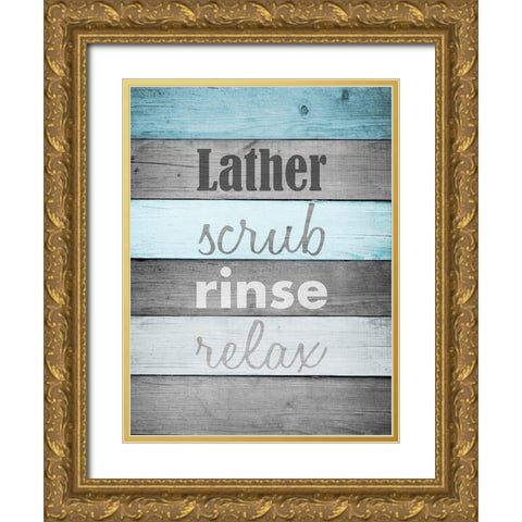 Tub Time Gold Ornate Wood Framed Art Print with Double Matting by Prime, Marcus