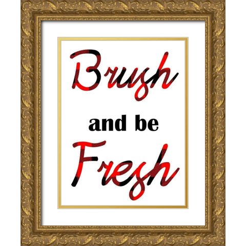 Brushing Fresh Gold Ornate Wood Framed Art Print with Double Matting by Prime, Marcus