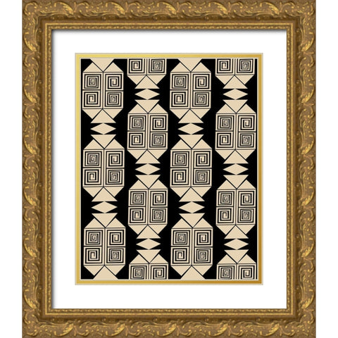 Bogolan Relaxation 1 Gold Ornate Wood Framed Art Print with Double Matting by Prime, Marcus