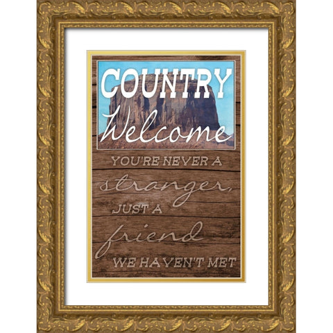 Country Welcome Gold Ornate Wood Framed Art Print with Double Matting by Prime, Marcus