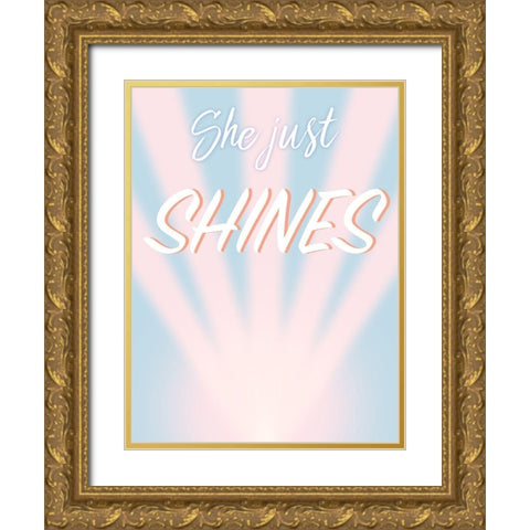 She Shines Gold Ornate Wood Framed Art Print with Double Matting by Prime, Marcus