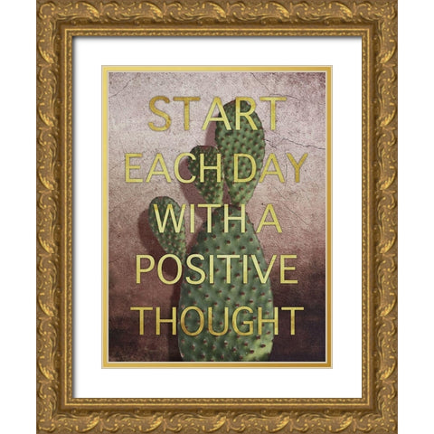 Positive Start Gold Ornate Wood Framed Art Print with Double Matting by Prime, Marcus