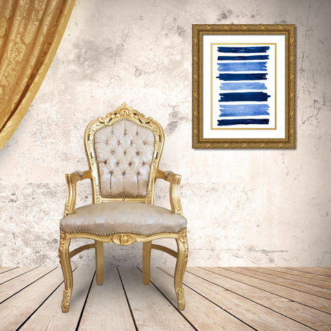 Indigo Rolling Streaks Gold Ornate Wood Framed Art Print with Double Matting by Prime, Marcus